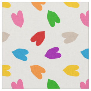 Tissu Cœurs Amour Motif Design Blanc Coloré