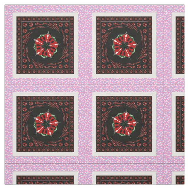 Tissu Coeurs blancs de l'amour rose peigné coton (Échantillon)
