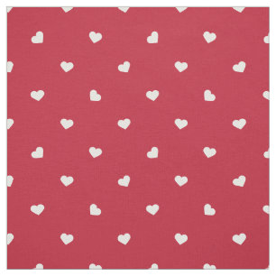 Tissu Coeurs blancs sur rouge