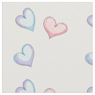Tissu Coeurs bleu et rose sur un arrière - plan blanc
