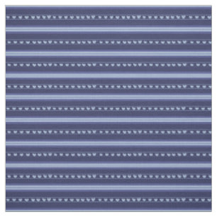 Tissu Cœurs bleu foncé et bleu clair à rayures