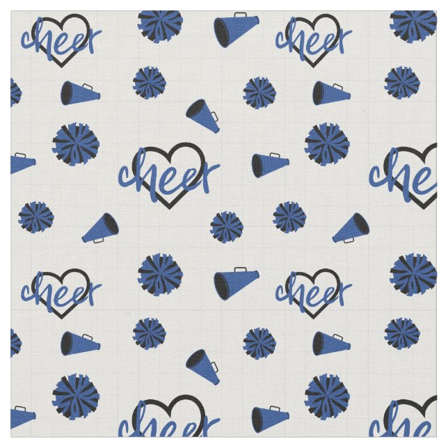 Tissu Coeurs bleus, Pom Poms, Motif mégaphone (Fermer)