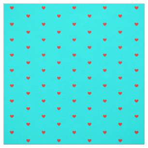 Tissu Coeurs brillants de Polka rouge sur bleu turquoise