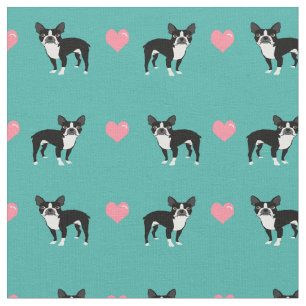Tissu Coeurs d'amour roses de Boston Terrier