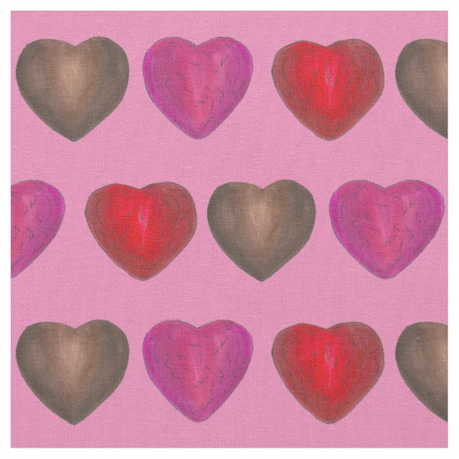 Tissu Coeurs de chocolat Bonbons Saint Valentin Rouge ro (Fermer)
