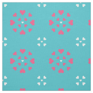 Tissu Coeurs de neige bleu rose blanc