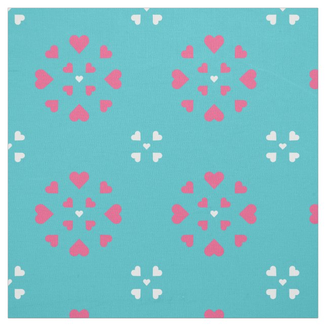 Tissu Coeurs de neige bleu rose blanc (Échantillon)