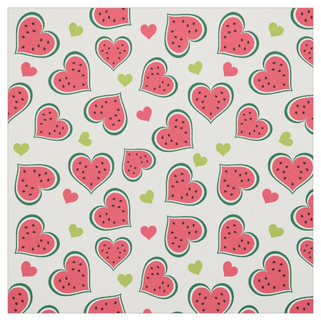 Tissu Coeurs de pastèque rose mignonne Motif fille (Échantillon)
