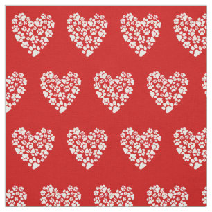 Tissu Coeurs Empreintes de pattes de chien ou de chat ro