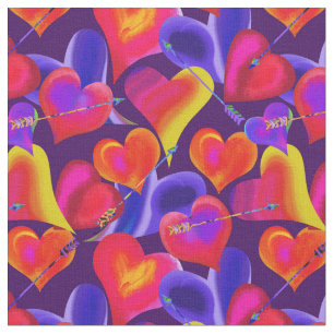 Tissu Coeurs et coeurs peints   Saint Valentin