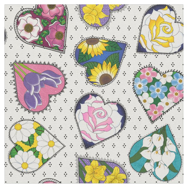 Tissu Coeurs floraux (Fermer)