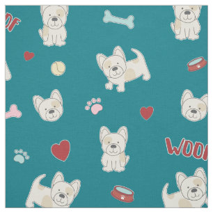 Tissu Coeurs français bulldog pawprint amoureux des chie