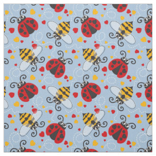 Tissu Coeurs graphiques simples d'amour de coccinelles