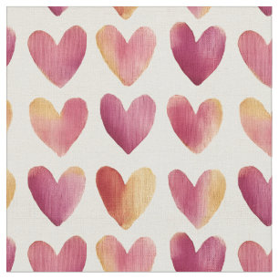 Tissu Coeurs multicolores sur ivoire