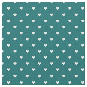 Tissu Coeurs pointes Polka Turquoises foncés