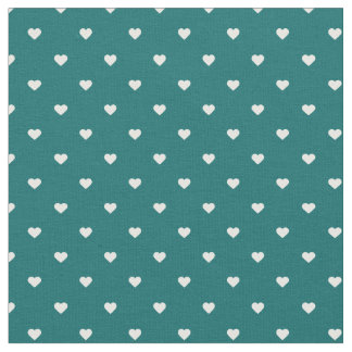 Tissu Coeurs pointes Polka Turquoises foncés