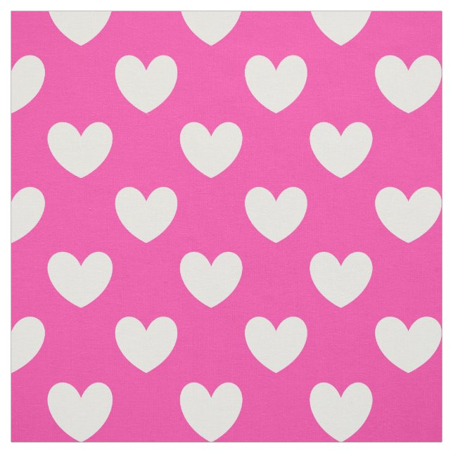 Tissu Coeurs polka blanc sur rose fuchsia (Échantillon)