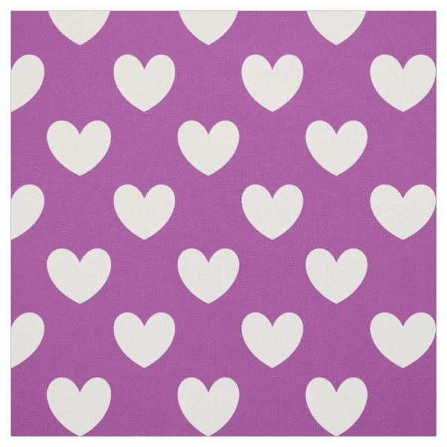 Tissu Coeurs polka blanc sur violet (Échantillon)