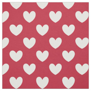 Tissu Coeurs polka blancs et rouges