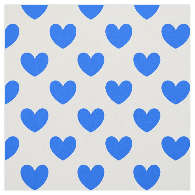 Tissu Coeurs polka bleu sur blanc (Échantillon)