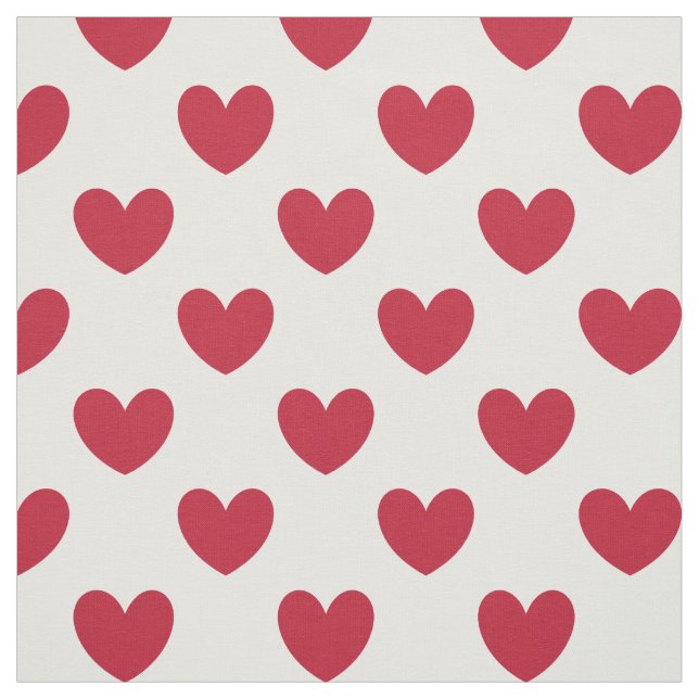 Tissu Coeurs polka rouge sur blanc (Échantillon)