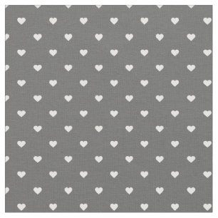 Tissu Coeurs Pots de Polka Gris Charbon