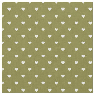 Tissu Coeurs Pots Polka Vert Olive