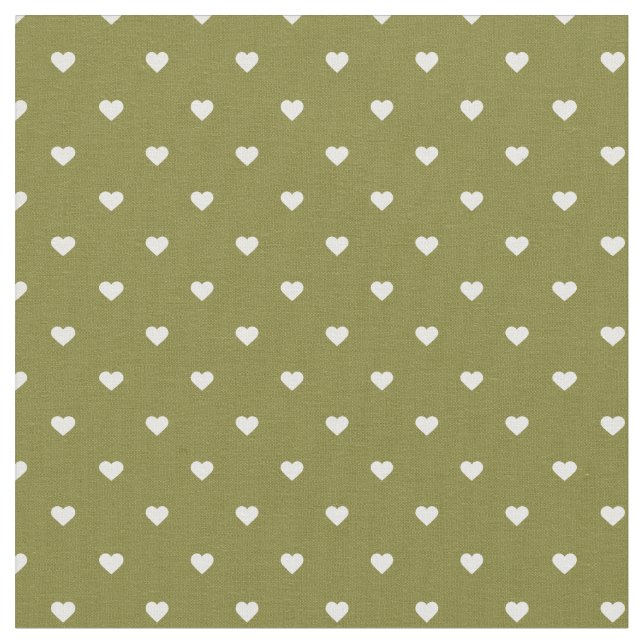 Tissu Coeurs Pots Polka Vert Olive (Fermer)