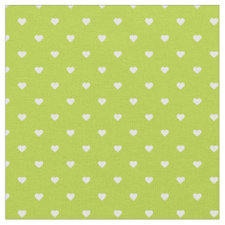 Tissu Coeurs Pots Polka Vert Pomme