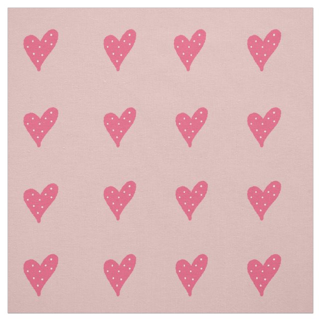 Tissu Coeurs roses avec points blancs Dessin Motif (Échantillon)