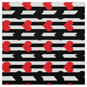 Tissu Coeurs Rouge Et Noir Sur Les Grilles