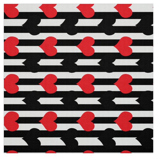 Tissu Coeurs Rouge Et Noir Sur Les Grilles (Échantillon)