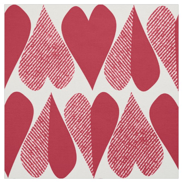 Tissu Cœurs rouges. (Échantillon)