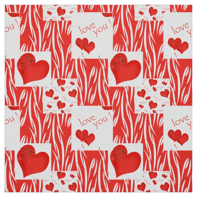 Tissu Coeurs rouges, amour. (Échantillon)