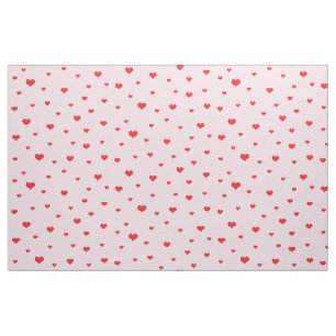 Tissu Coeurs rouges éparpillés sur couleur rose pâle