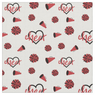 Tissu Coeurs rouges, pots de chat, Motif mégaphone