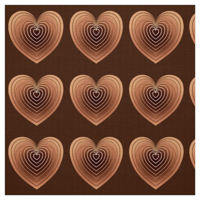 Tissu Coeurs satinés en Brown de chocolat (Échantillon)