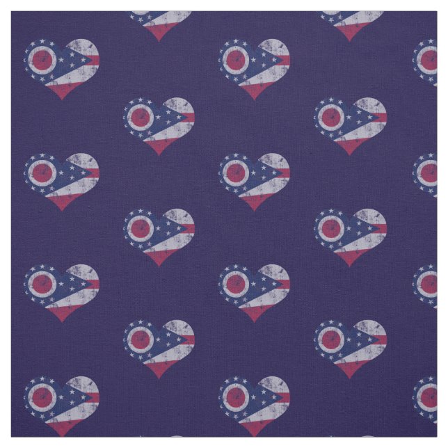 Tissu Coeurs vintages de drapeau de l'Ohio (Échantillon)