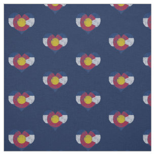 Tissu Coeurs vintages de drapeau du Colorado