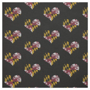 Tissu Coeurs vintages de drapeau du Maryland