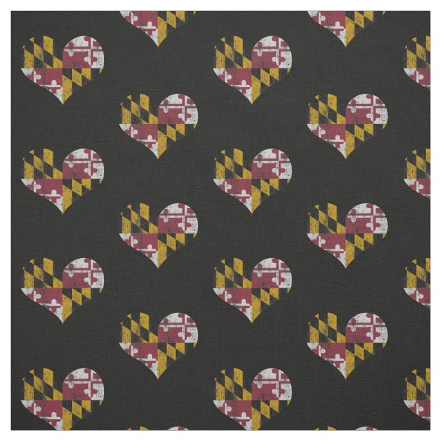 Tissu Coeurs vintages de drapeau du Maryland (Échantillon)