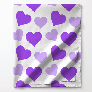 Tissu Cœurs violets et lavande sur fond blanc