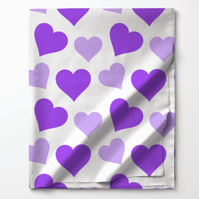 Tissu Cœurs violets et lavande sur fond blanc (Créateur téléchargé)