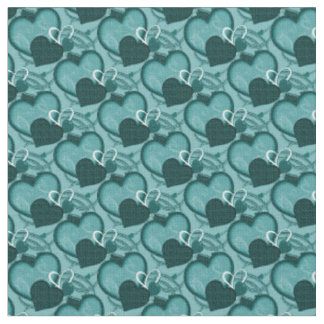 Tissu Coeurs Whimsy Fabric-2 Tone Turquoise