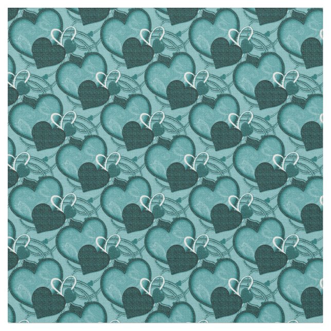Tissu Coeurs Whimsy Fabric-2 Tone Turquoise (Fermer)