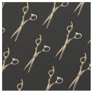 Tissu coiffeur coiffeur cheveux ciseaux or motif