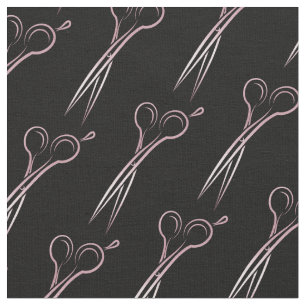 Tissu coiffeur coiffeur cheveux ciseaux or motif