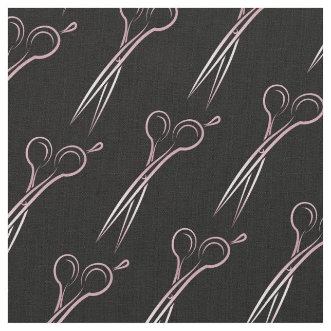 Tissu coiffeur coiffeur cheveux ciseaux or motif (Fermer)