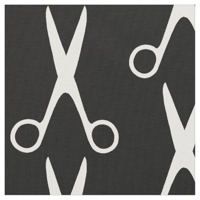 Tissu Coiffeur salon ciseaux blancs noir motif (Fermer)