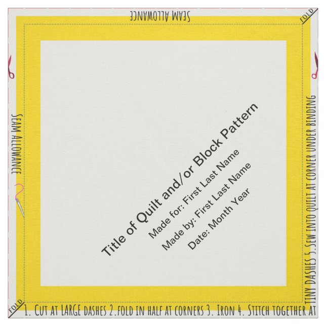 Tissu Coin Étiquette simple et personnalisé jaune (Échantillon)